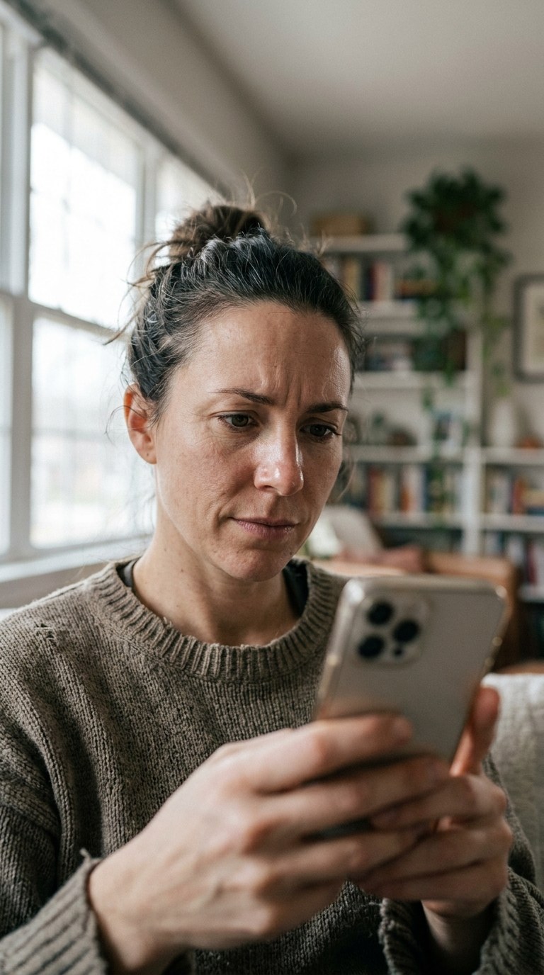 A patient looking up a question on her phone