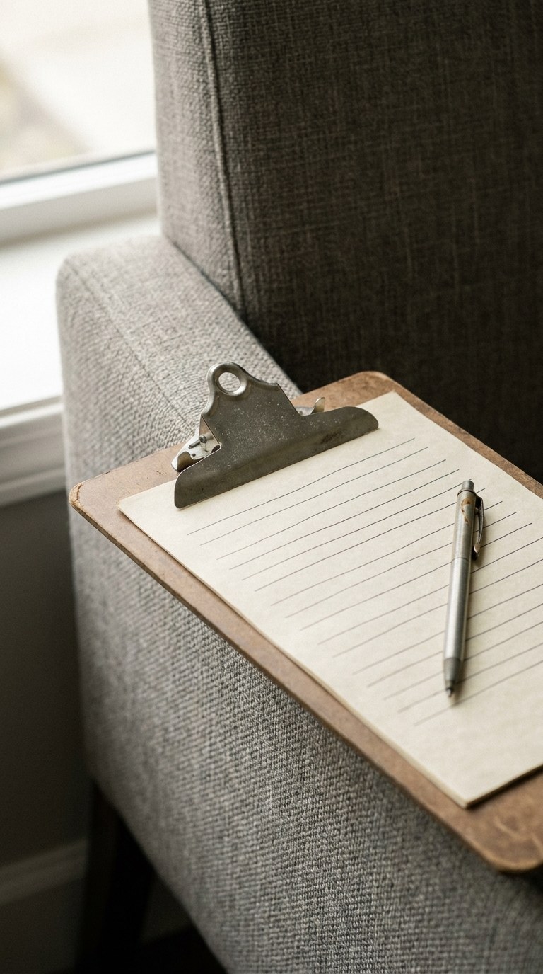 A clipboard with a new patient form
